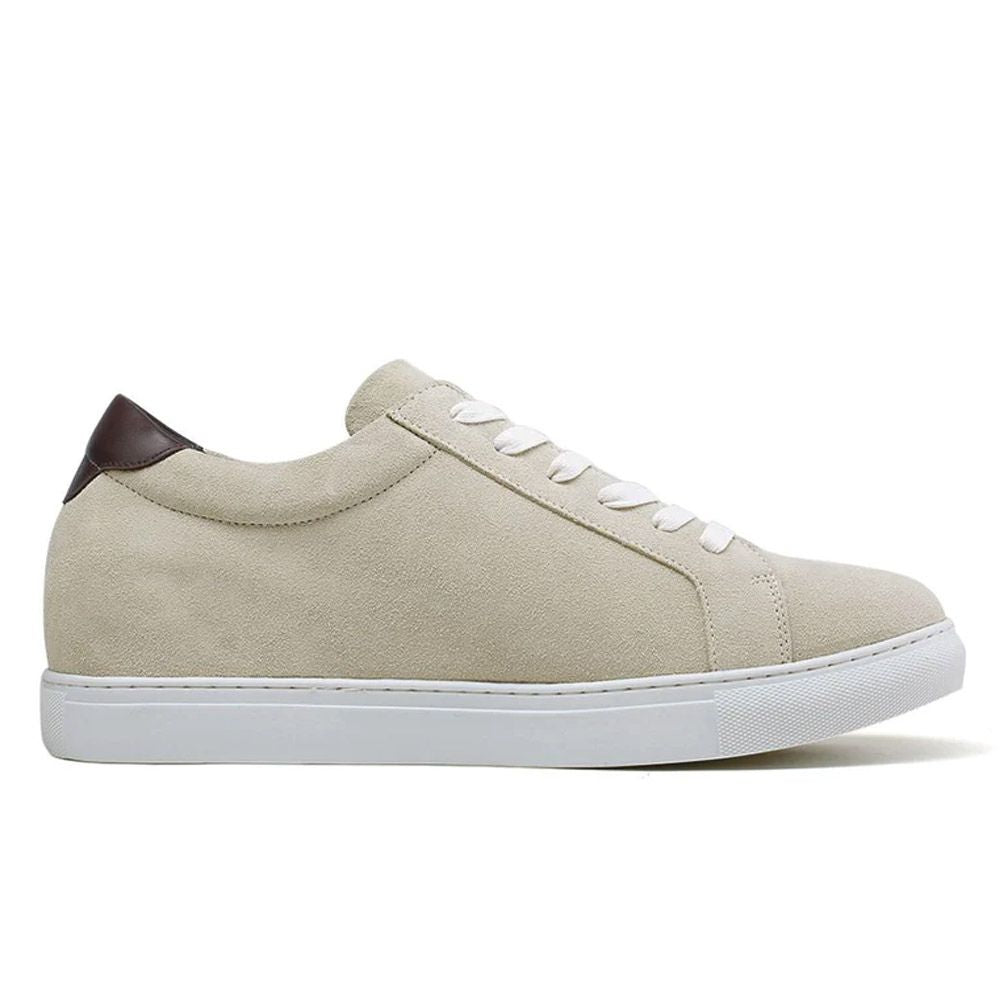 Mr. Banksy Beige 7cm | 2.8 inches Height Increasing Suede Sneakers for Men