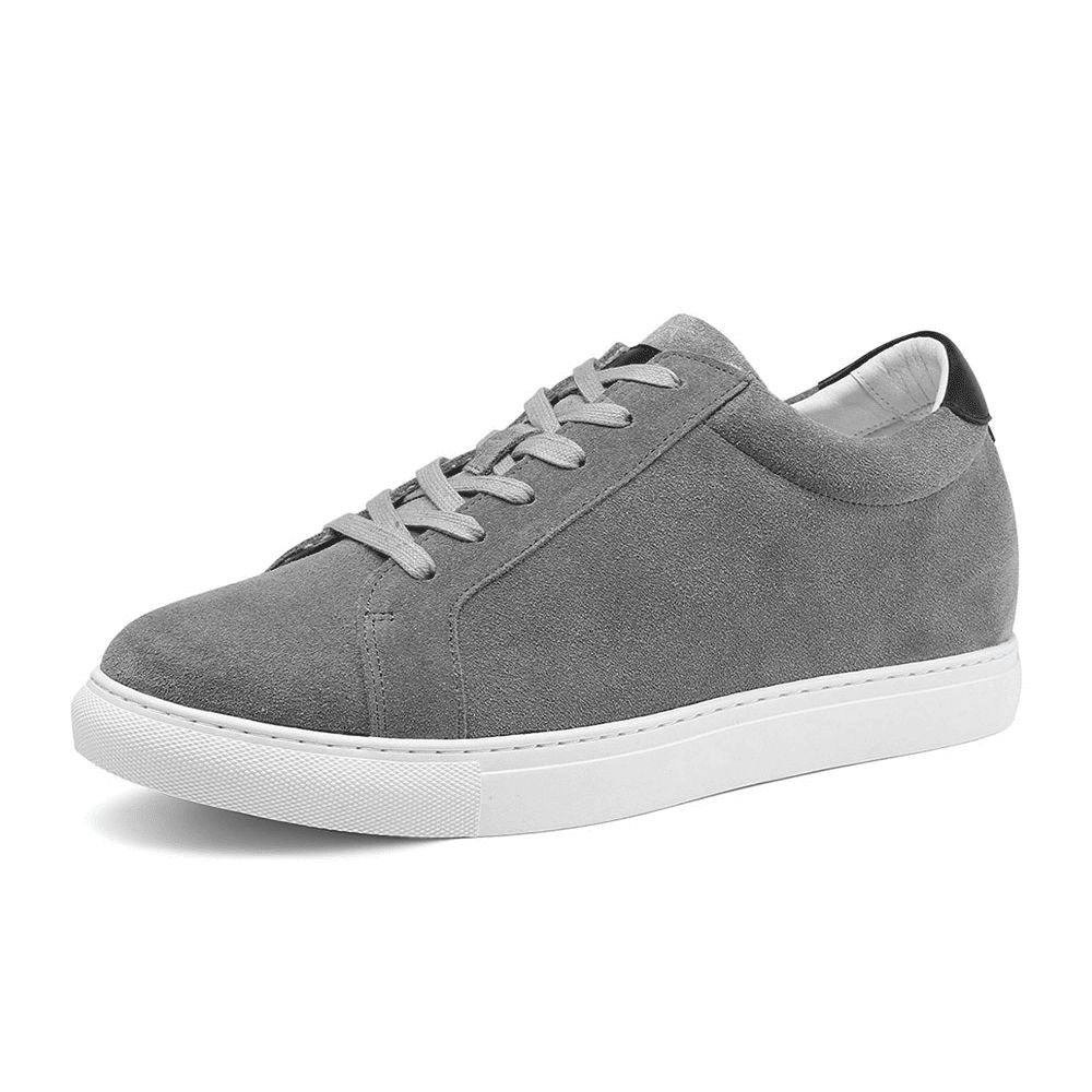 Grey suede men's sneakers with 7cm hidden height insoles