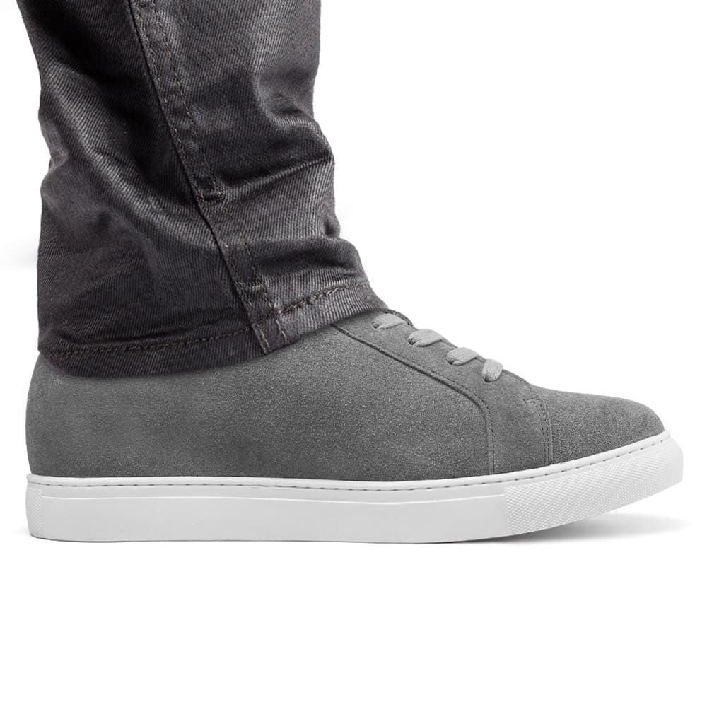 Mr. Banksy Grey 7cm | 2.8 inches Taller Suede Sneakers with Lifts for Men
