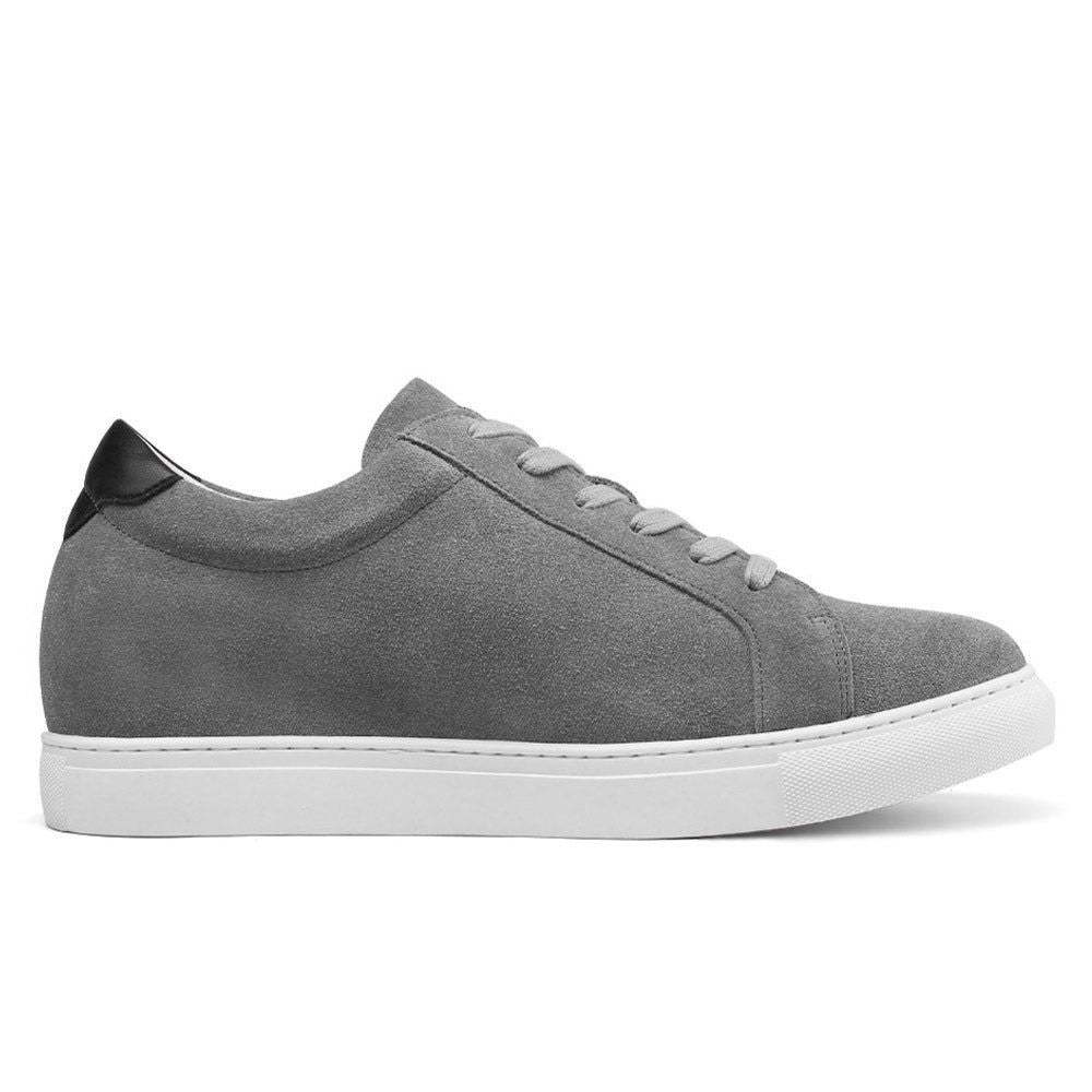 Mr. Banksy Grey 7cm | 2.8 inches Taller Suede Sneakers with Lifts for Men