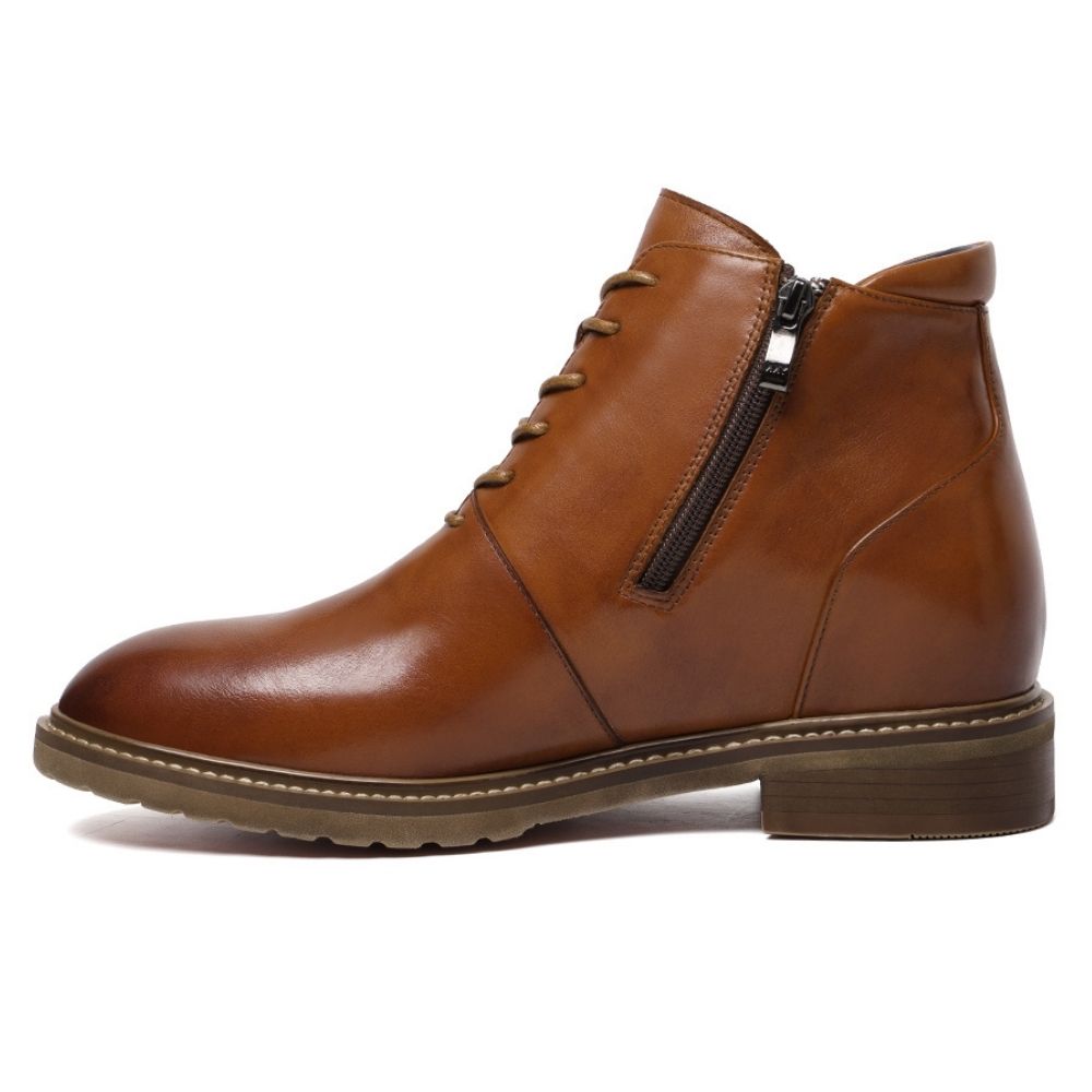 Mr. Barnett Brown 8cm | Handcrafted Gentleman’s Lace-Up Boots (3.2")