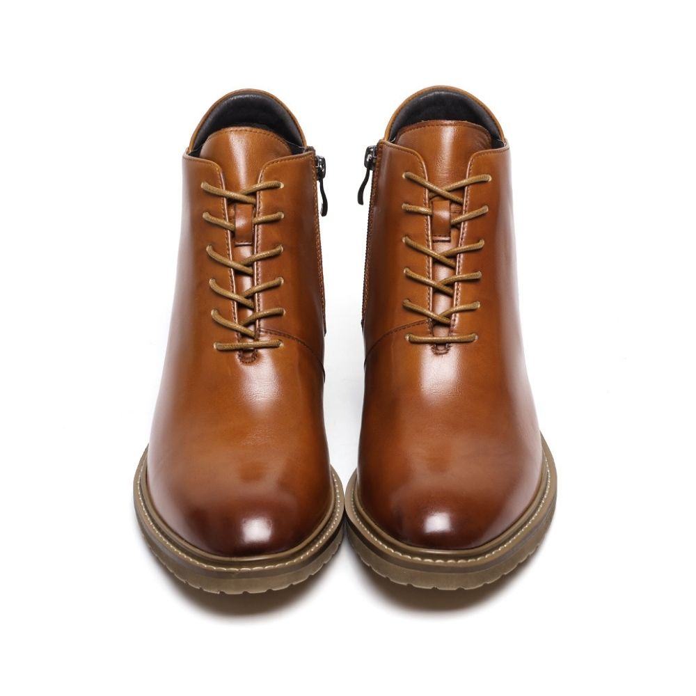 Mr. Barnett Brown 8cm | Handcrafted Gentleman’s Lace-Up Boots (3.2")