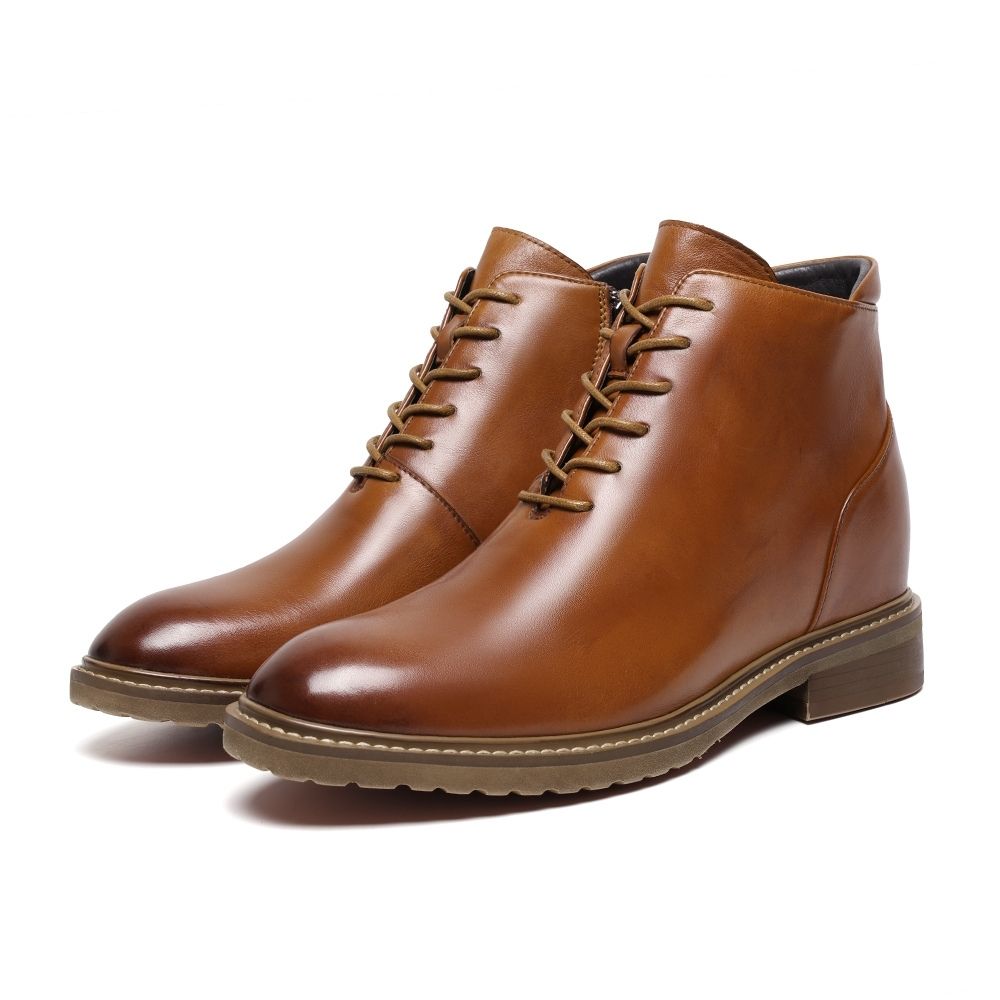 Mr. Barnett Brown 8cm | Handcrafted Gentleman’s Lace-Up Boots (3.2")