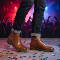 Mr. Barnett Brown 8cm | Handcrafted Gentleman’s Lace-Up Boots (3.2")