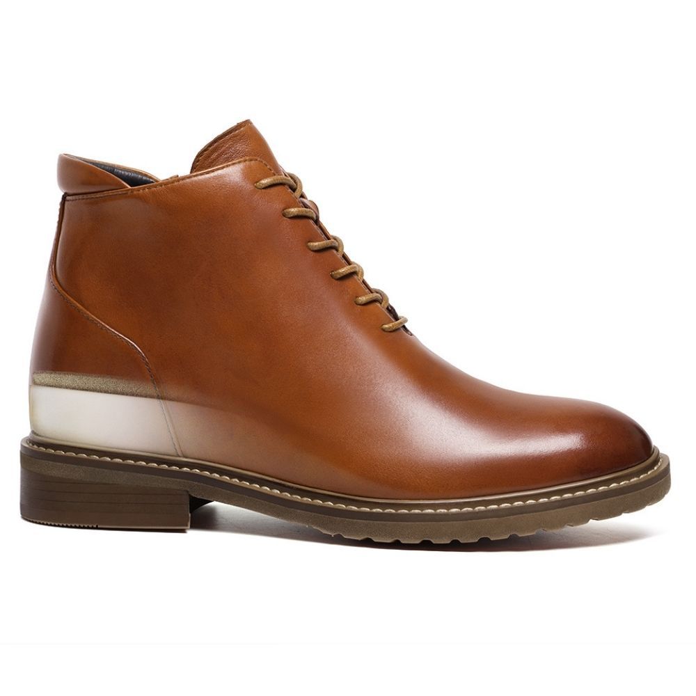Mr. Barnett Brown 8cm | Handcrafted Gentleman’s Lace-Up Boots (3.2")