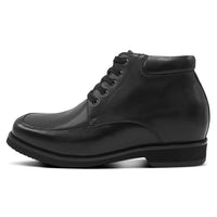 Black leather men's 10cm Taller hidden heel boots side view