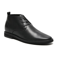 6cm taller Black vegan leather formal men's boots 