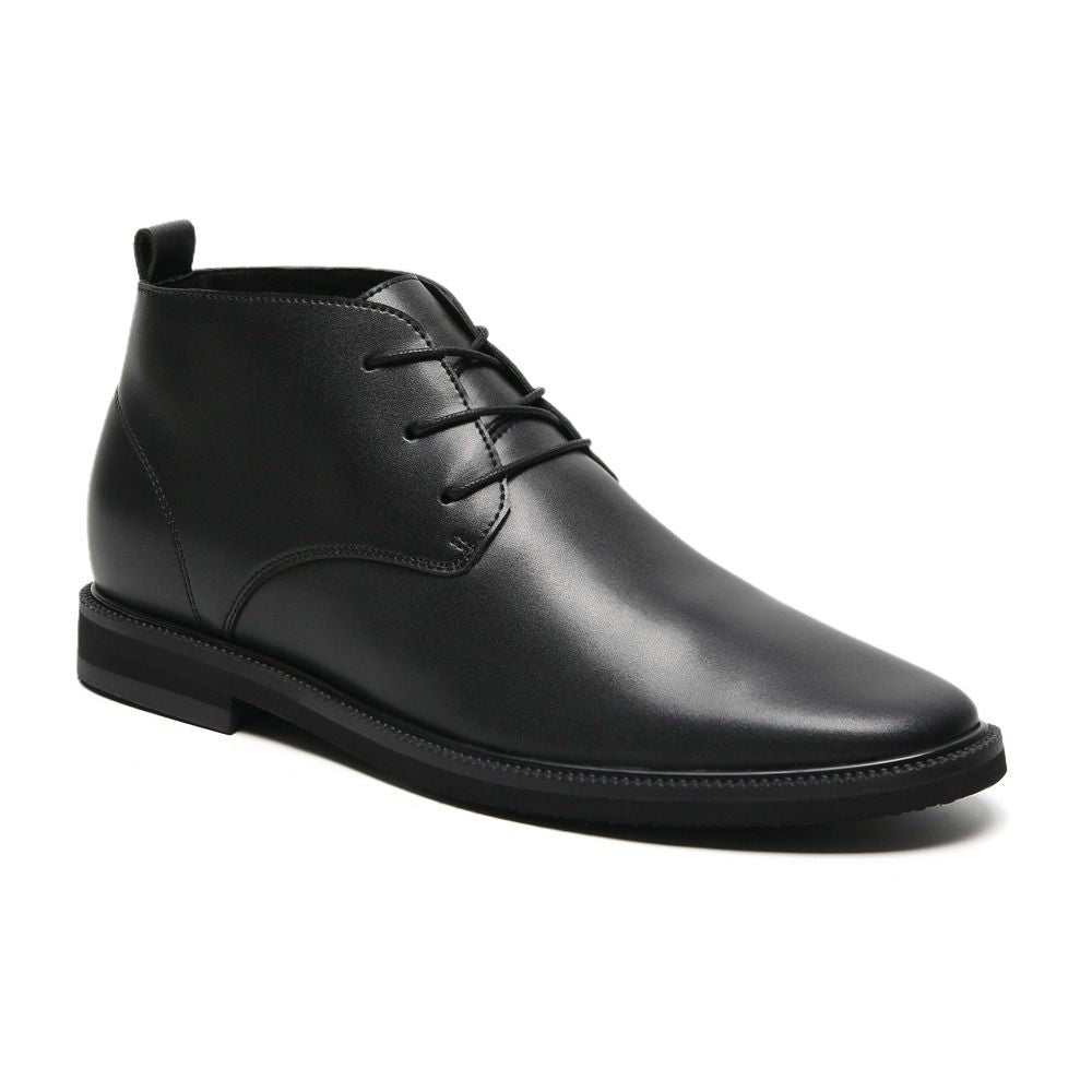 6cm taller Black vegan leather formal men's boots