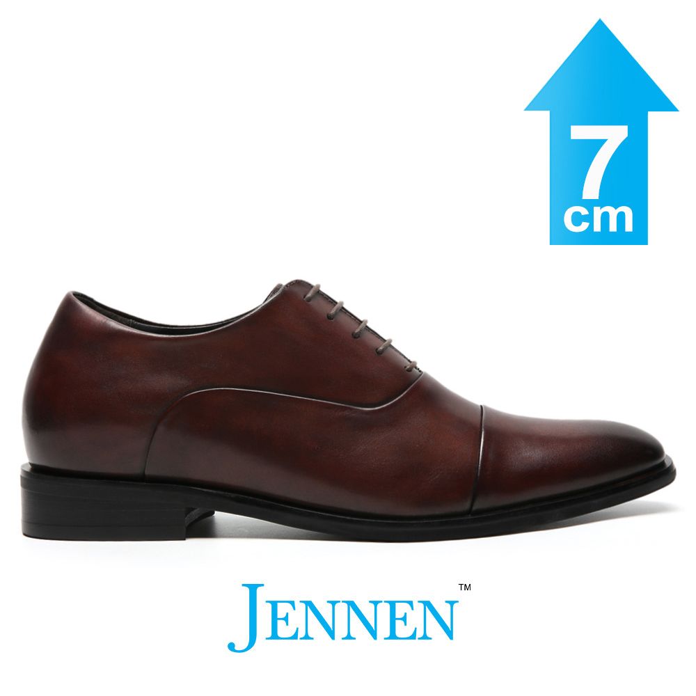 Mr. Allan Poe 7cm | 2.8 Inches Dark Brown Oxford Elevator Shoes | Formal Hidden Heel Footwear for Men