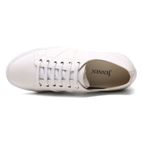 6cm taller Men's Height Increasing White Leather Sneakers