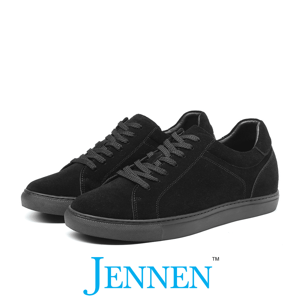 Mr. Jackie 7cm | 2.8 inches Black Taller Casual Elevator Suede Sneakers