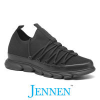 Mr. Tzu Black 7cm | 2.8 inches Light Weight Elevated Shoes for Men