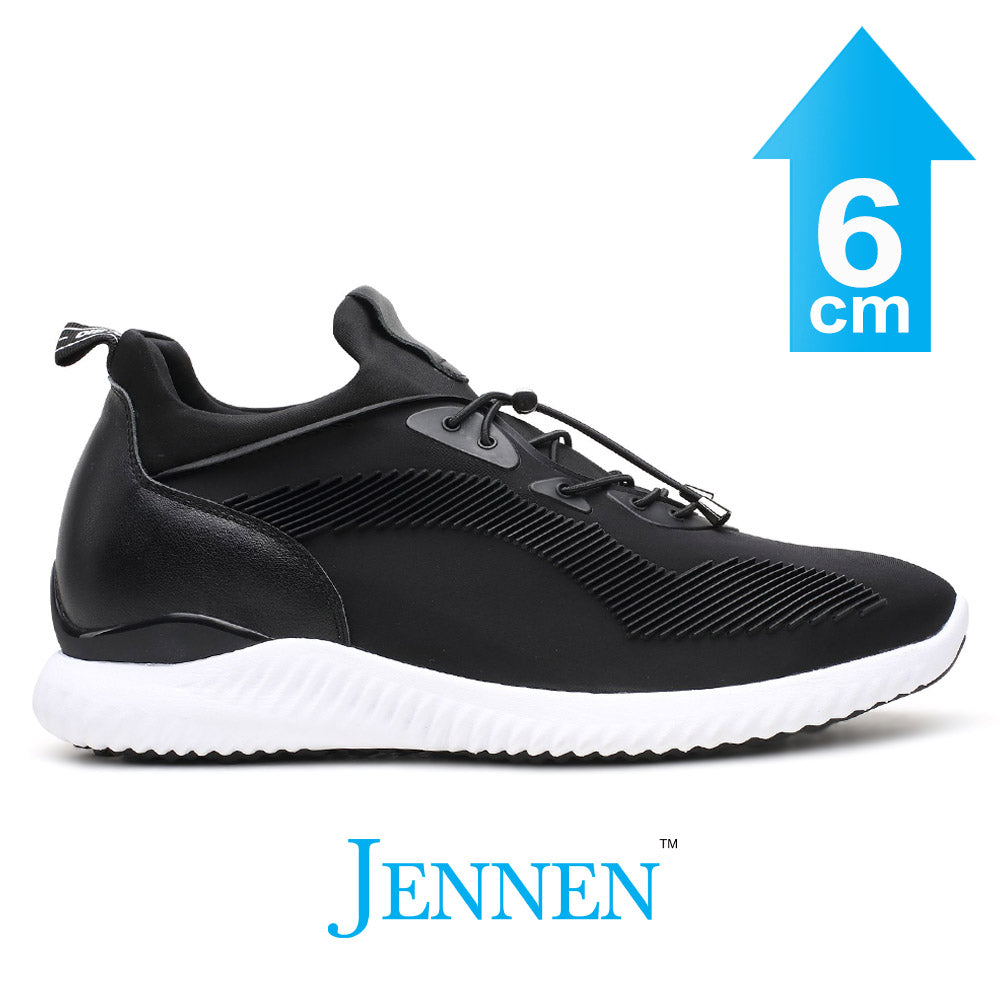 Mr. Bolt Black 6cm | 2.4 inches Taller Black Elevator Sneakers