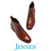 Mr. Ives Brown 7cm | 2.8 inches Taller Brogue Men's Heeled Boots