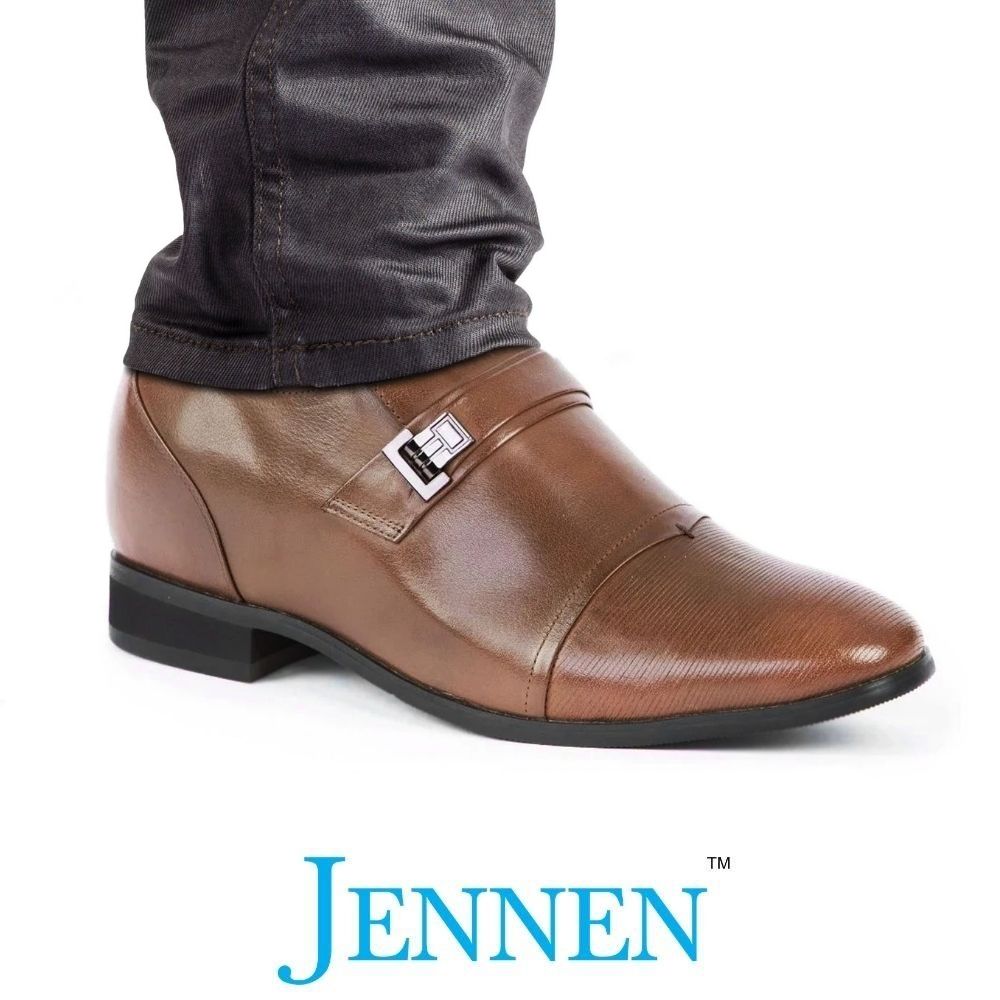 Mr. Janacek Brown | 10cm Taller - Cuban Heel Men's Elevator Shoes