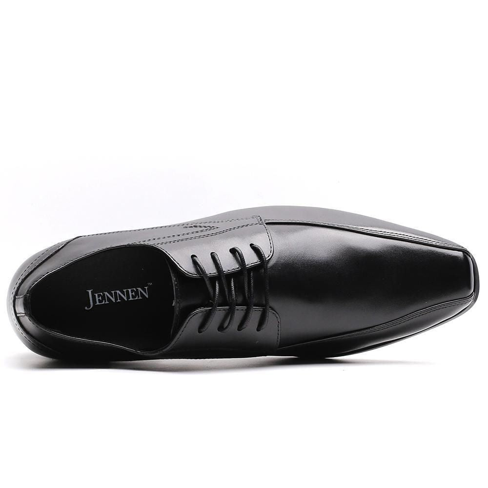 Black dress shoe with 7.5cm taller height increase