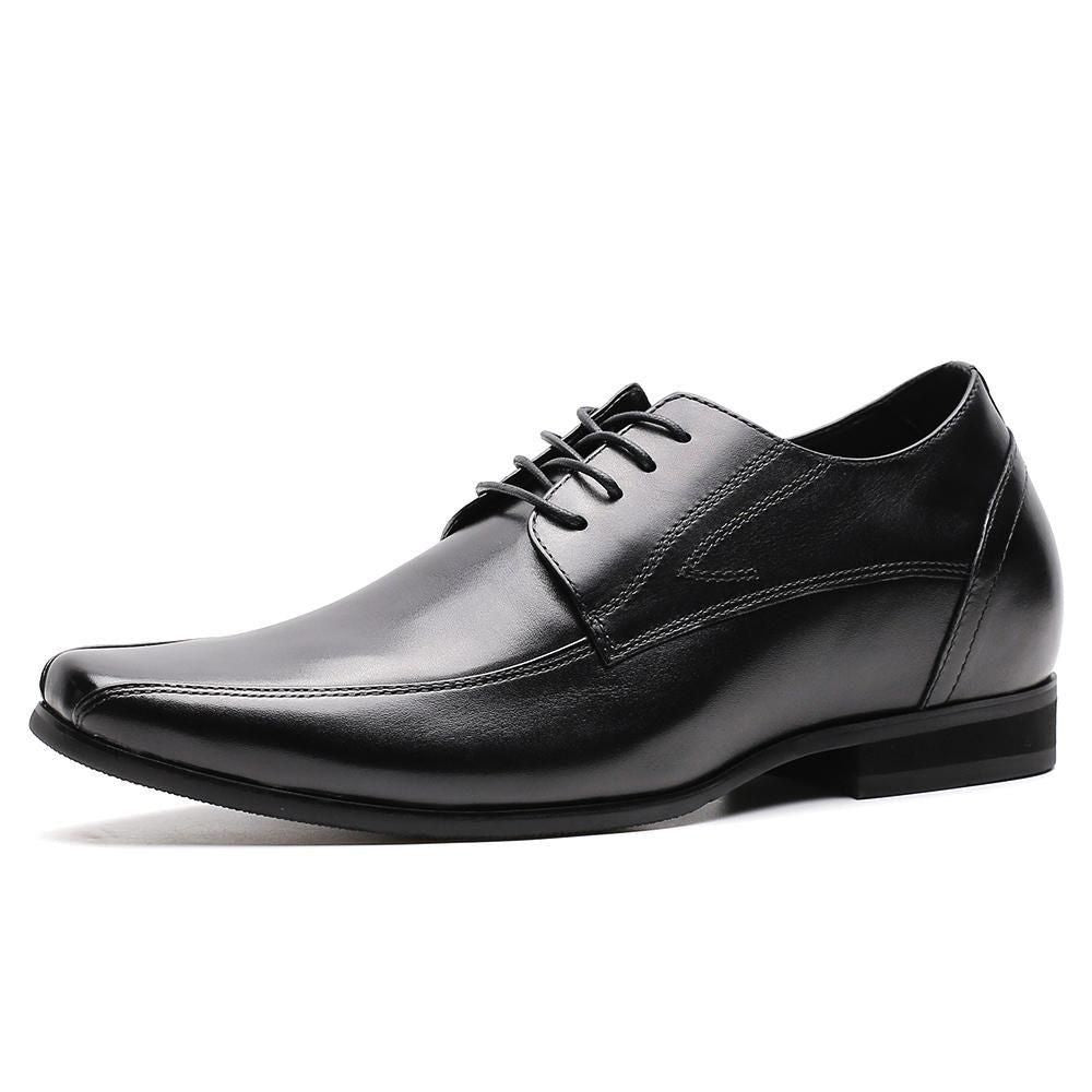 3 inches Black leather men's business shoes
