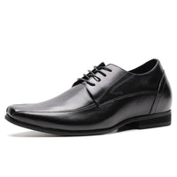 3 inches Black leather men's business shoes