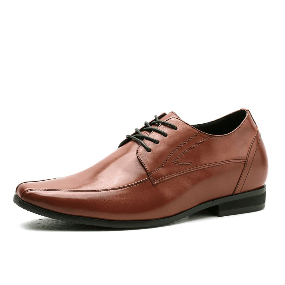 7.5cm taller Mr. Bruch Brown leather men's formal shoes