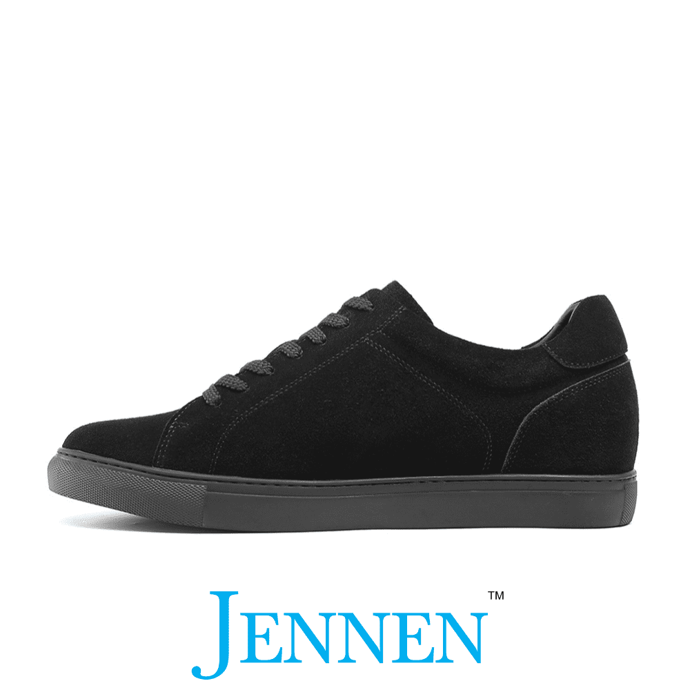 Mr. Jackie 7cm | 2.8 inches Black Taller Casual Elevator Suede Sneakers