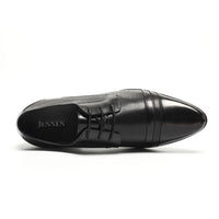 7cm taller Black leather dress shoe with hidden heel