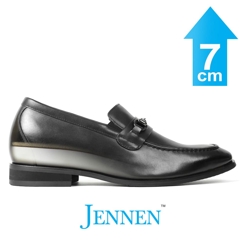 Mr. Caviezel 7cm | 2.8 inches Flat-Platform Black Leather Slip-On Shoes