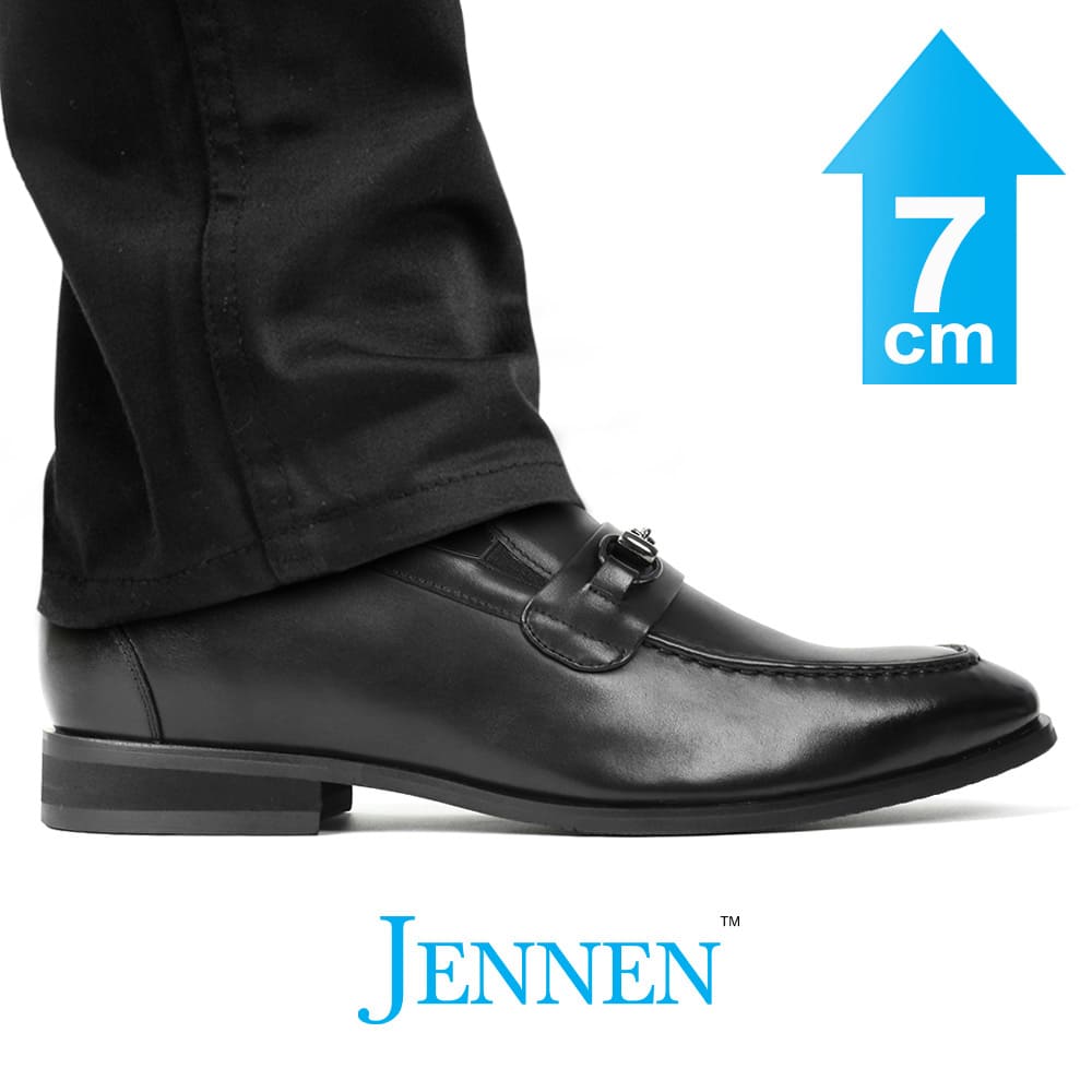 Mr. Caviezel 7cm | 2.8 inches Flat-Platform Black Leather Slip-On Shoes