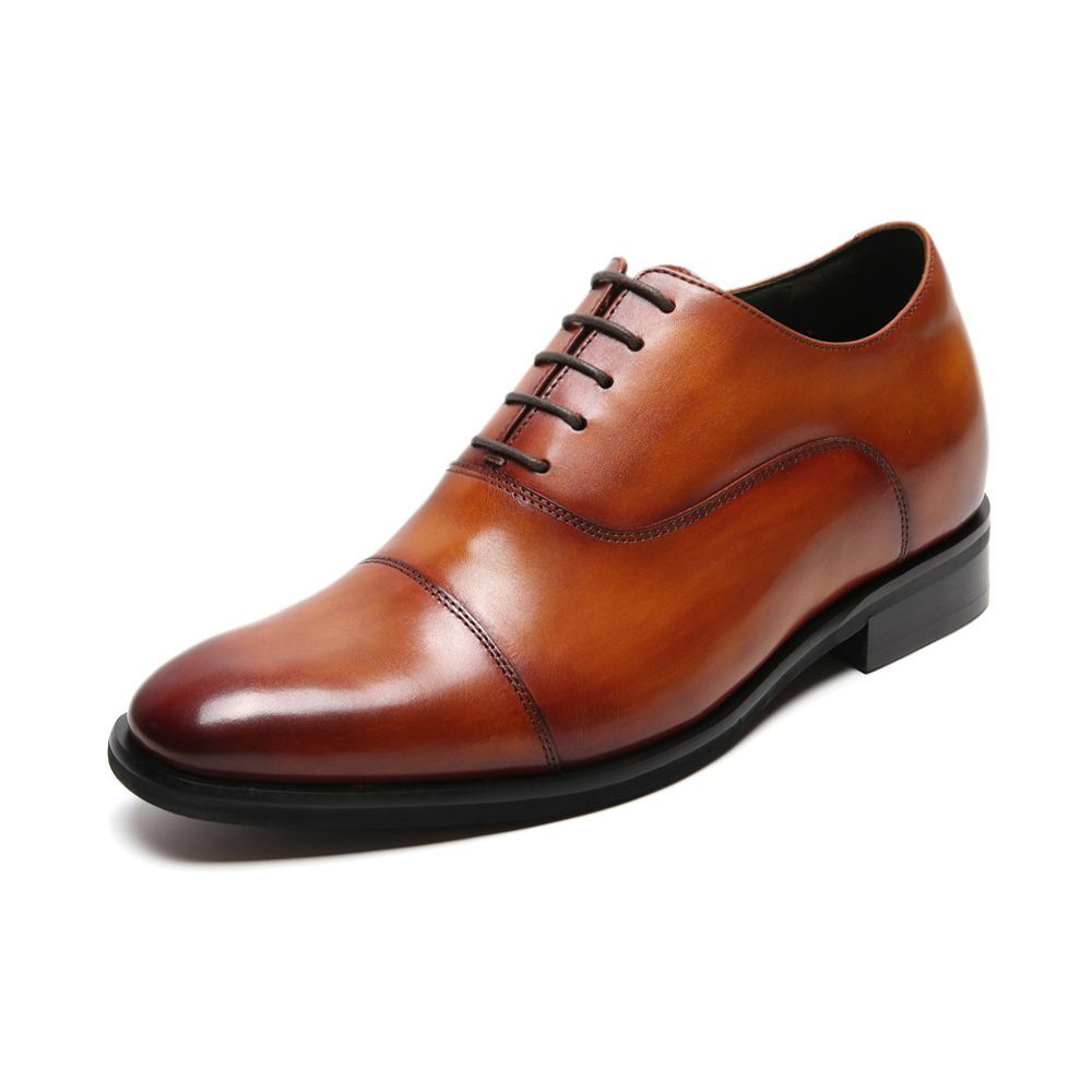 7cm taller Brown Men's formal leather shoes
