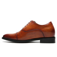7cm taller Brown Formal Height Increasing Shoes