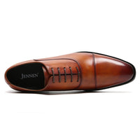 Brown leather dress shoe with 7cm hidden height