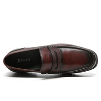 Brown leather loafer shoe 6cm taller  Elevator Shoes with Hidden Heels