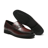 6cm taller Brown men's casual elevator slip on shoes