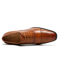 Brown formal elevator shoes for men with 7cm height increase