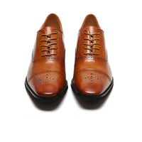 7cm taller brown leather dress shoes for formal wear with hidden insoles