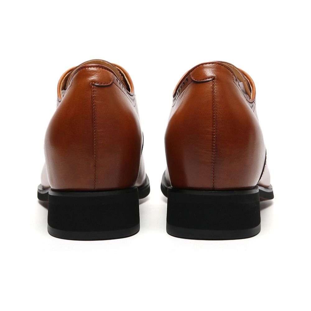 Brown classic elevator shoes for office with 7cm height increase