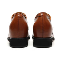 Brown classic elevator shoes for office with 7cm height increase