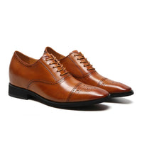7cm taller Brown formal men's leather shoes