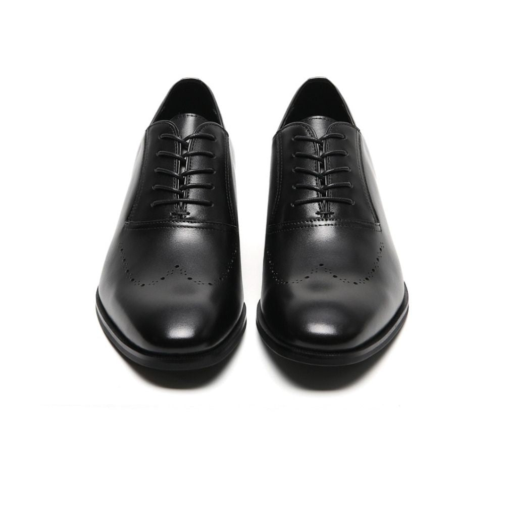 Black Classic Height Boosting Formal Shoes with 7cm hidden heel