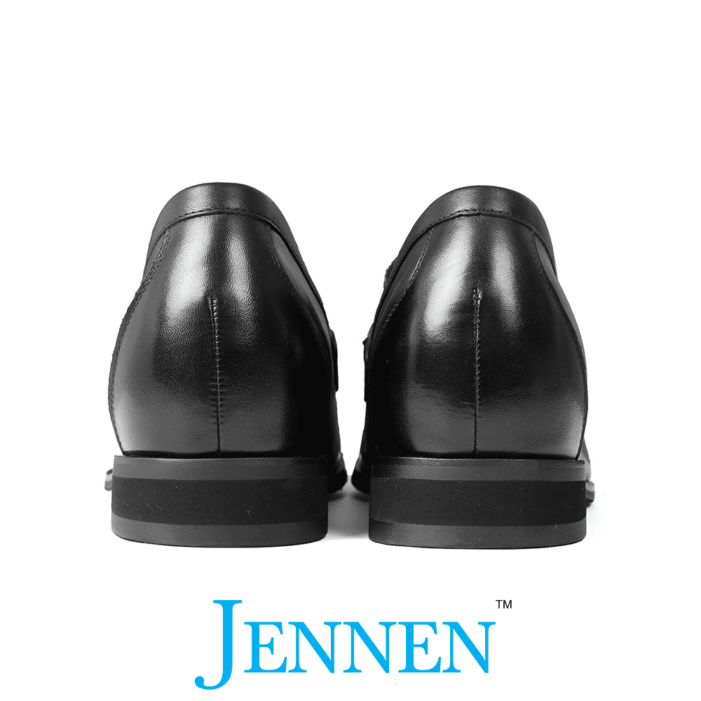 Mr. Caviezel 7cm | 2.8 inches Flat-Platform Black Leather Slip-On Shoes