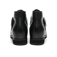 2.8 Inches Height Boost Black leather boots with buckle details