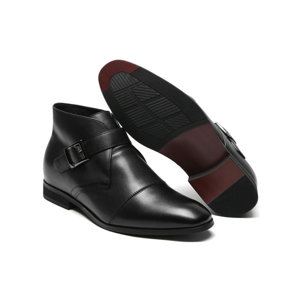 7cm taller Black sleek men's boots