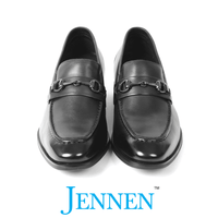 Mr. Caviezel 7cm | 2.8 inches Flat-Platform Black Leather Slip-On Shoes