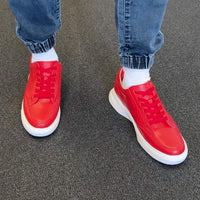 2.8 inches Red Trendy Height Lifting Sneakers
