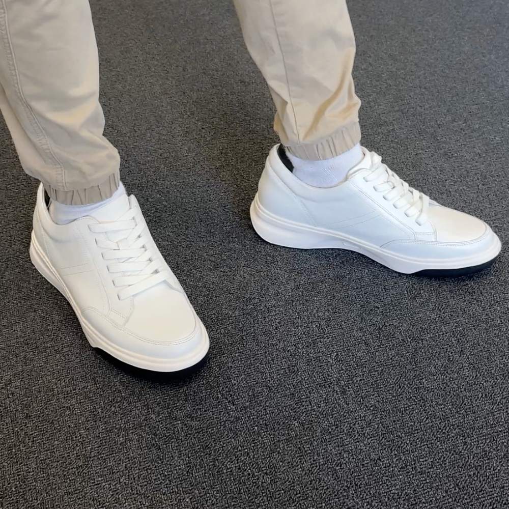 White Elevated Casual Sneakers for Men