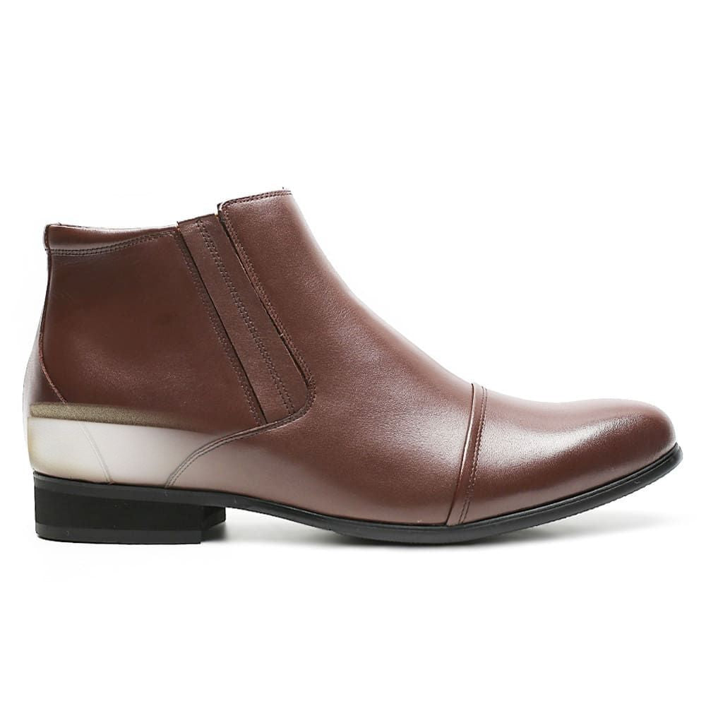 Mr. Ferras Brown 8cm | 3.2 inches Tall Hidden Heel Mens Boots