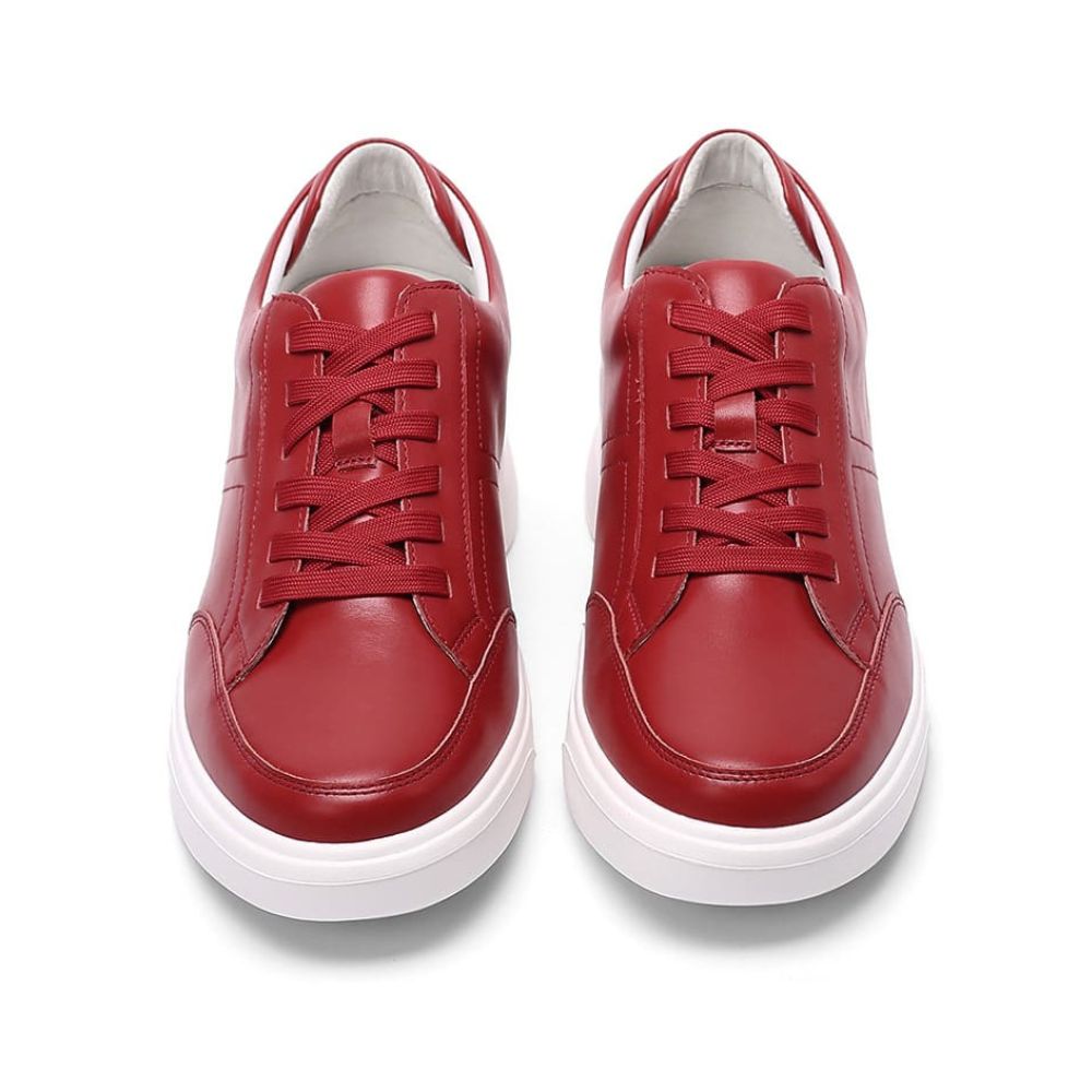 Stylish red casual elevator sneakers