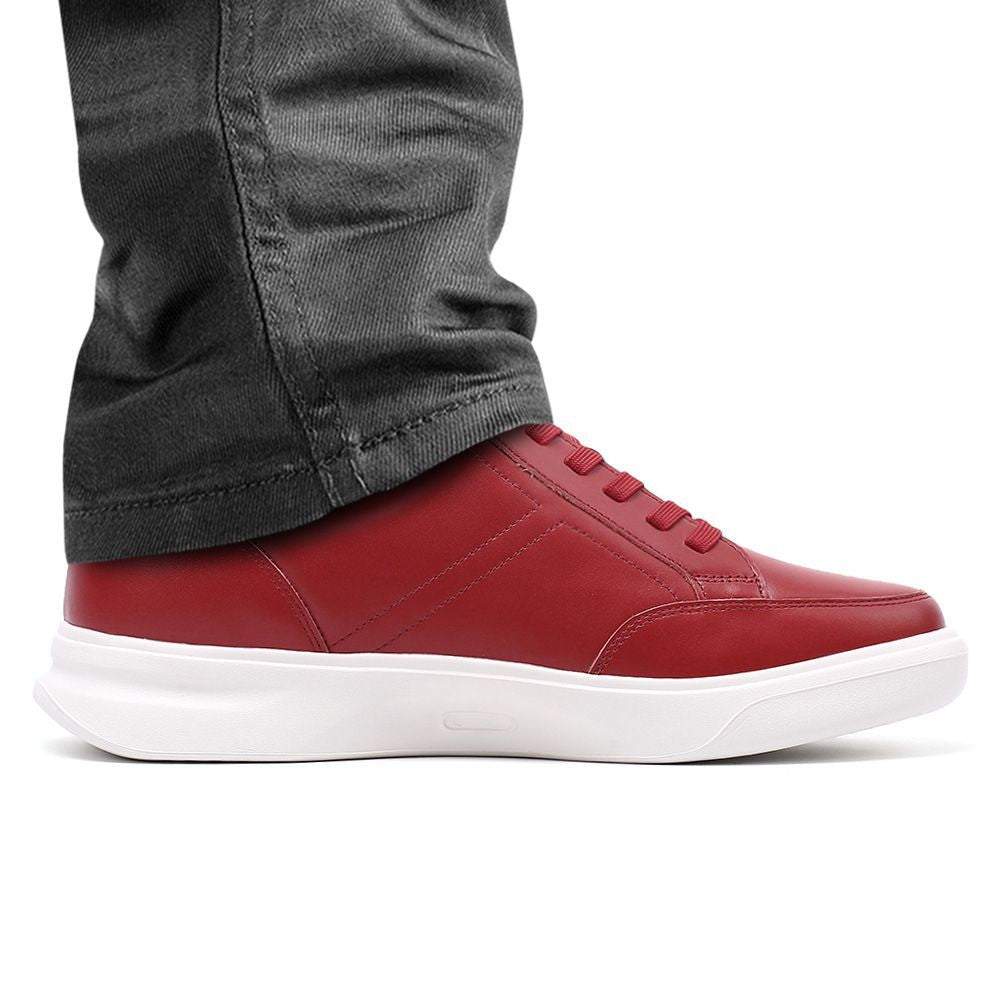 JENNEN red leather elevator shoes for men with discreet 7cm heel boost