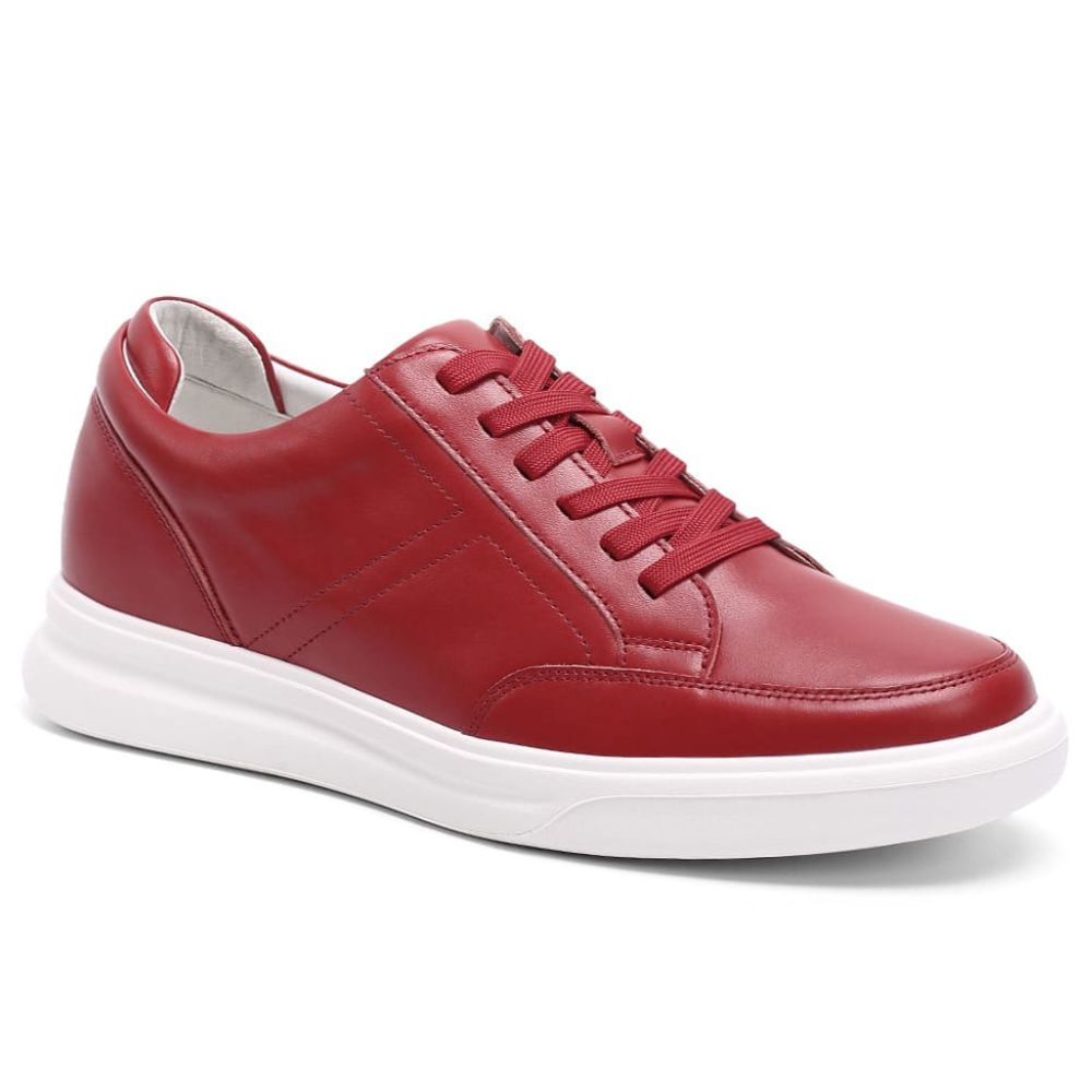 Comfortable red casual shoes with 7cm height increase for men