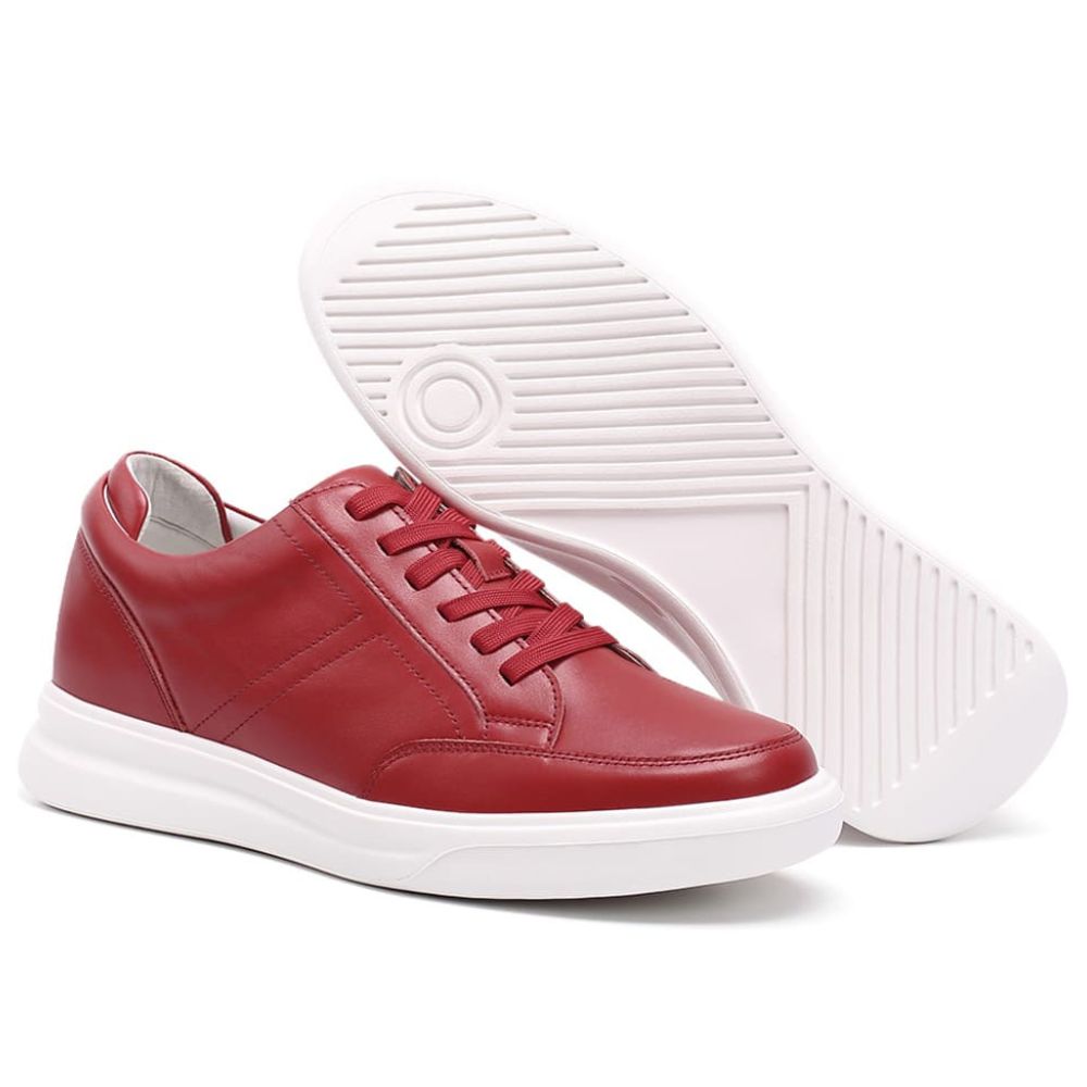 Mr. Federer 7cm lift red sneakers styled with white socks – JENNEN Shoes