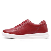 Height-boosting red sneakers for men with cushioned sole and clean design